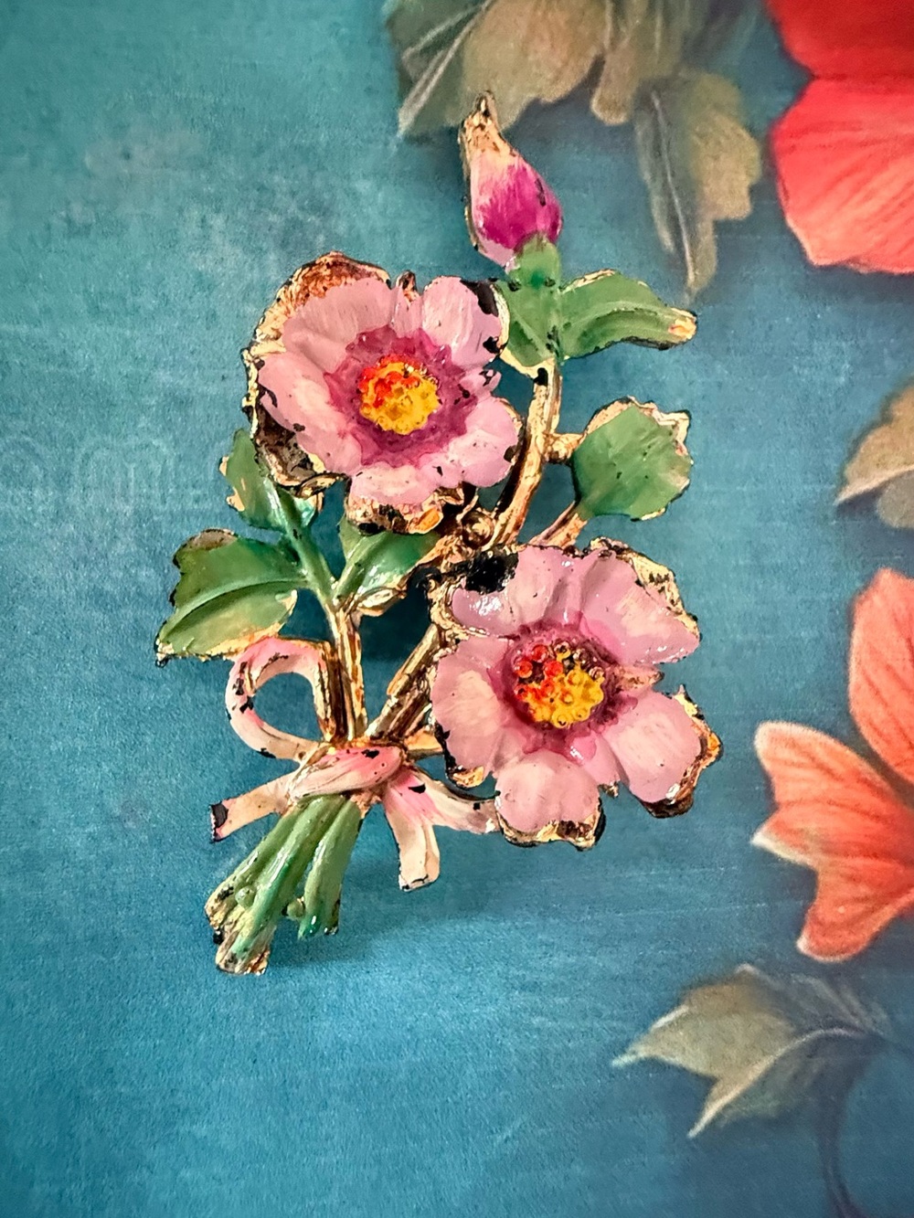 Pink Floral Bouquet Enamel Brooch - Women Accessories
